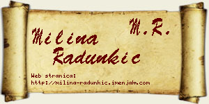 Milina Radunkić vizit kartica